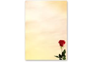 PAPER-MEDIA Papier à motif ROSES DE BACCARA 50 feuilles DIN A5 - Fleurs & Pétales, Amour & Mariage