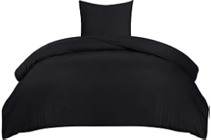 Utopia Bedding Påslakan 140x200 cm + 1 Örngott 65x65 cm, Svart | Mikrofiber Påslakan med dragkedja, Oeko-TEX-Certifierad, enkel att installera – perfekt för hemmabruk och hotellbruk