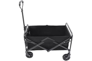 HarBin-Star Bollerwagen, Faltbar Klappbar Transportkarre Handwagen mit 4 Rollen, Verstellbarer Handgriff, Gerätewagen Strandwagen für Einkaufen Draussen Camping, Schwarz 80kg Belastbarkeit