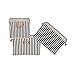 GreenForest Blue Strips Storage Basket with PU Totes, Set of 3