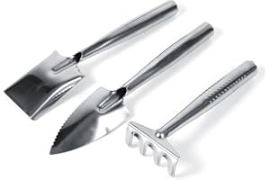 ‎ZERODIS Zerodis 3 Stück Set Mini Garten Werkzeuge, kleine Handheld Schaufel Spaten Rechen Gartenarbeit Set Kinder Spielzeug für Sukkulenten Kaktus Kräuter Pflanzen(Rostfreier Edelstahl)