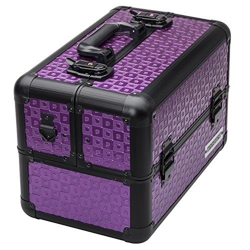 anndora Beauty Case Alu Kosmetikkoffer Werkzeugkoffer – Tragegurt Karo Farbwahl - 2