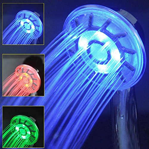 Feichen LED Duschkopf mit 3 Arten von Wasser, ABS Temperaturfühler LED Handbrause / Brausekopf