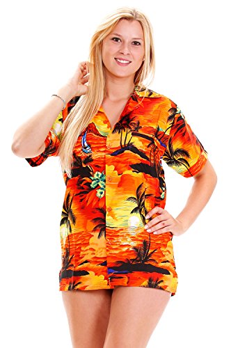 Funky Camisa Hawaiana, Surf, orange, XS