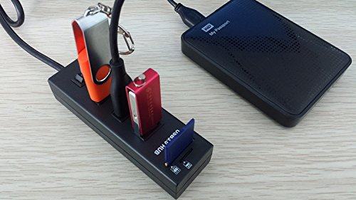 Hapurs USB 3.0 Hub 3-Port With Card Reader 9-in-1 Portable USB3.0 High-Speed-SD-TF MMC-Kartenleser mit Netzschalter - 7
