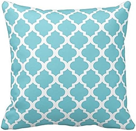 WENSING Modern Turquoise Blue White Quatrefoil Print 18x18Inch pillow Case