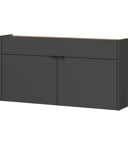 Lomadox Schuhschrank Modern In Weiß – 100x85x19 Cm, Für 8 Paar Schuhe, Mit 2 Klappen & Körben