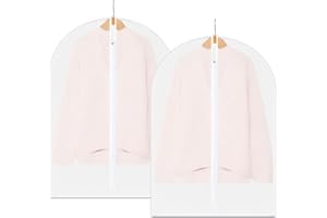 GZYULAN 2 Stück Kleidersack Anzug,Kleidersäcke Mottensicher,Kleiderhülle,Kleiderschutzhülle,Kleiderbeutel,Kleiderhülle,Kleidersäcke mit Reißverschluss,Transparent,Atmungsaktiver,60cm x 100cm