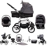 BEBEBI PARIS wird mit 3 Aufsätzen versandkostenfrei geliefert. Die gepolsterte Babytrage mit Matratze wird ab Geburt genutzt. Zum Transport im Auto ist der Autositz im Lieferumfang enthalten. Zusätzlich kann dieser auch auf das Gestell geklickt werden. Zertifiziert nach ECE R 44/04 verspricht der Sitz höchste Sicherheit, gepolsterte Gurte & einen Sitzverkleinerer. Ab dem 6. Monat nutzen Sie den Buggyaufsatz mit dem abnehmbaren Sicherheitsbügel und der Schlaffunktion.