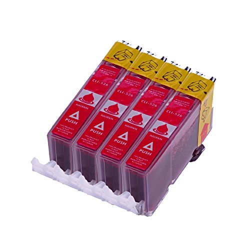 Druckerpatronen für Canon CLI 526 M , CLI526 Rot mit Chip kompatibel (4 Stück)