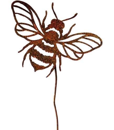 Rost-Deko Biene Auf Stab, 100 Cm Hoch – Metallfigur Für Garten & Innenbereich, Einzelstück