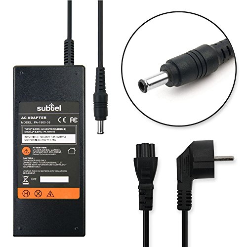 subtel® Qualitäts Ladegerät für Samsung NP-NC10 -R519 P35 -R70 -N150 -R730 -R530 X10 -R540 M40 -RV515 NP300 -N130 -R60 NP530 -R40 -R700 P28 NP350 P30 - ersetzt AA-PA1N90W Ladekabel Netzteil Reiseladegerät