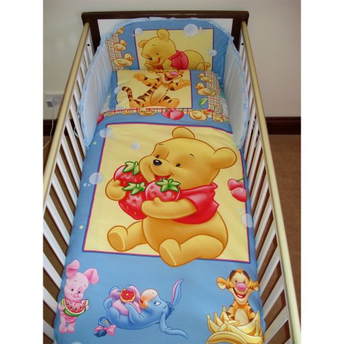 Disney Winnie the Pooh with Strawberries Bedding Set for Cot or Cotbed (Cotbed - 140 x 70cm)