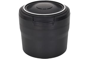 Colexy Posacenere portatile da viaggio per auto con luce LED, rimovibile senza fumo, con coperchio per auto, furgoni, campeggio, casa, ufficio e viaggi (nero)