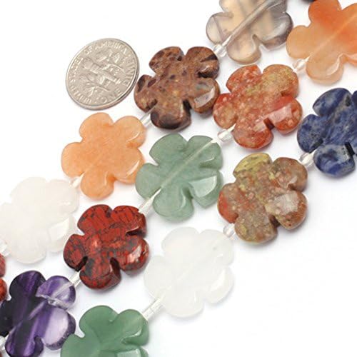 Sweet & Happy Girl's Store 20mm Flower Gemstone Mixed Stone Beads Strand 15 Inch Jewellery Making Beads