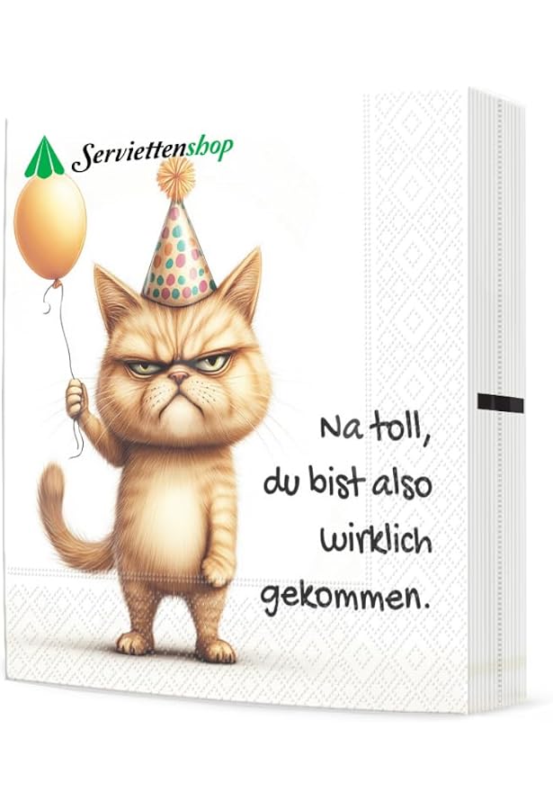 20 Servietten „Lieber Nudeln Statt Sorgen“ – Lustige Spruch-Servietten Für Geburtstag & Feiern