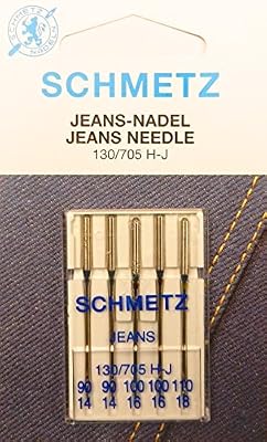 SCHMETZ 5 Aiguilles Schmetz Jeans Lot Assortiment (Piston Plat) 130/705 H-J pour épaisseur 90/14, 100/16, 110/18