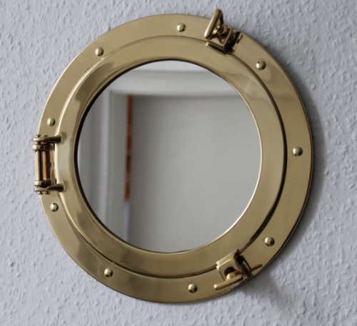 Spiegel Bullauge zum Öffnen Ø 28,5cm Messing