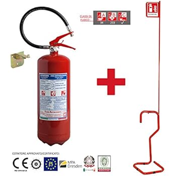 Piantana Porta Estintore Completa - Base, Asta E Cartello, Rosso, 180-190cm - Foto 8