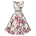 Produktbild Kleid DELLIN Frauen Vintage Floral Bodycon Sleeveless beiläufiges Abend-Partei-Abschlussball-Schwingen-Kleid (L, Weiß)