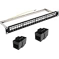 OptiLan Keystone Patch Panel with Back Bar Loaded Cat6 UTP Coupler 24 Ports 1U STP/UTP Patch Panel