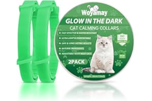 Woyamay Collare Calmante per Gatti, Luminoso Sicuro Anti-Ansia Collari per Gatti con Dimensioni Regolabili, Collari Calmanti ai Feromoni Impermeabile Naturale per Gatti, 2pz Verde