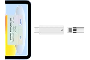 AIAUXAI Adattatore USB C per Apple Pencil 1a Generación, Adattatore di Ricarica per iPad Penna Prima Generazione, Accoppiamento Bluetooth per iPad 10a Gen e iPad A16 2025, USB C a Lightning per Apple Pencil 1