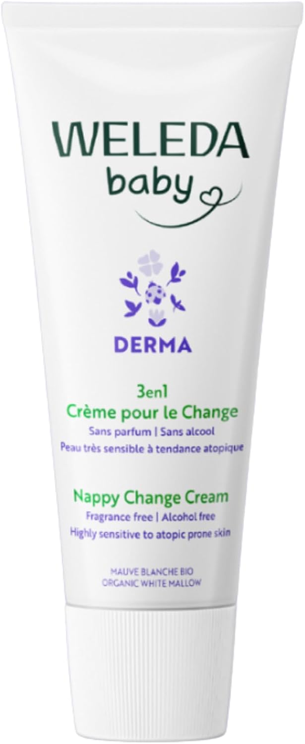 Weleda – Baby Derma Crema Pañal de Malva Blanca BIO 3 en 1 para Bebé, Protección de Pieles Atópicas y Muy Secas con Óxido de Zinc, Calma, Regenera y Cuidado Natural – 50 ml