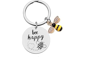 Fancychain Schlüsselanhänger Be Happy Bee Happy Gravur Biene Honigbiene Imker Gärtner Glücksbringer