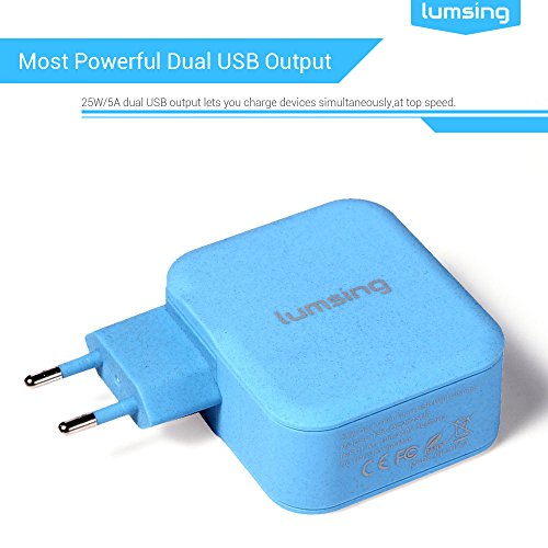 Lumsing Schnellladegerät 4-Port USB Wandladegerät, Wall Charger mit 3 Smart Ports und 1 Quick-Charging Port für iPhone, Samsung, HTC, Nokia iPad, iPod, Nexus usw. – Blau - 4