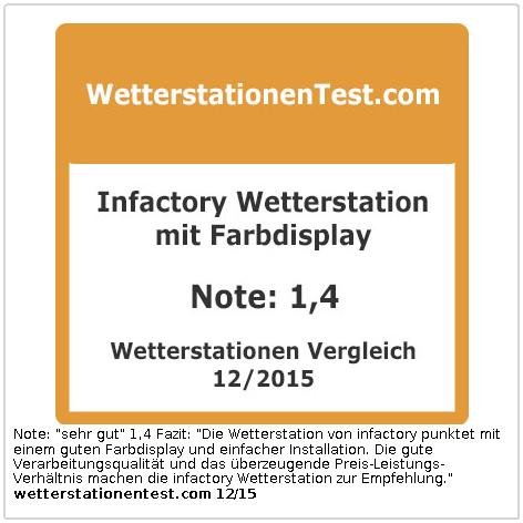 infactory Wetterstation mit Farb-Display, Funk-Außensensor, DCF-Funk-Zeitanzeige - 6