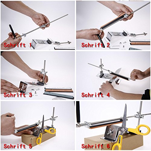 HiCollie Profi Messerschärfer Küche Knife Messerschleifer Fixed-Winkel Sharpener mit 4 Schleifsteinen - 3