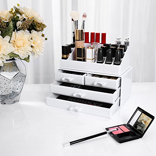 Songmics Muttertagsgeschenk Kosmetik Aufbewahrung Organizer 4 Schubladen Acryl weiß JKA0010 - 3