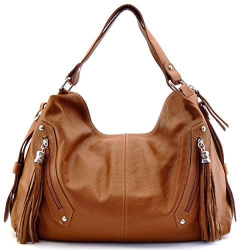 OH MY BAG Arizona - Bolso al hombro de Piel para mujer compact, Rojo (COGNAC FONCE), compact