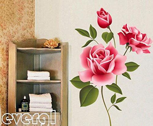 Zooarts 3D-Wandtattoo mit Rosen-Motiv, Blumen, aus Vinyl, abnehmbar - 4