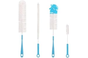 Qisan 4 Pcs Brosse De Nettoyage De Bouteille Set Multifonctionnel Brosses Longue Brosse À Bouteille d'eau Nettoyant De Bouteilles-Bleu