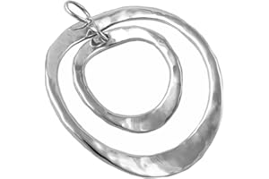 The Mexican Collection Large Hand Hammered 925 Solid Sterling Silver Double Circle Pendant