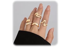 FloralGrace 4 Stück Ring Set Gold Damen, Vergoldete Stapelbare Statement Ringe, Einstellbare Ringe Für Verlobung, Schicke Goldringe Für Damen Elegant Und Zeitlos