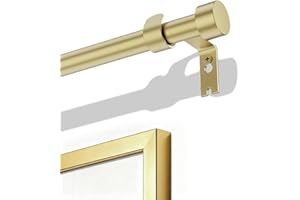 JIALEXIN Curtain Poles, New Upgraded Metal Reinforced Curtain Pole, Extendable 40 To 365cm, Curtain Pole With Brackets Fittings Set For Living Room, Bathroom, Bedroo Windows&Door (Gold,16-144Inches)