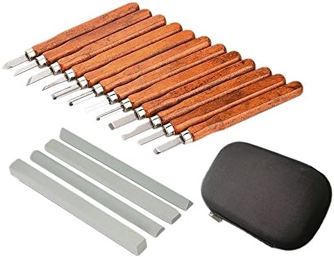 Flower Wood Carving Knife Set 12 Piece with Four Grinding Stone and Wood Carving Tools Capalta Case For Beginner and Professional Carpenters
