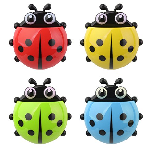 Porte-Brosses--Dents-Forme-de-Coccinelle-Support-Rangement--Ventouse-Dcoration-de-Salle-de-Bain-Enfant-Vert