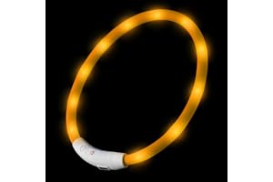 LED hundhalsband i gult lysande halsband uppladdningsbart via USB-halsband kan förkortas individuellt PRECORN