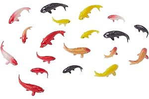 CREATCABIN 20 Figurine Miniature Poisson Koi Figurine Poisson Doré Rouge Jaune Coloré Petit Mini Imitation d'animaux Plastique Ornements Porte Bonheur Décoration pour Réservoir Affichage Jardin