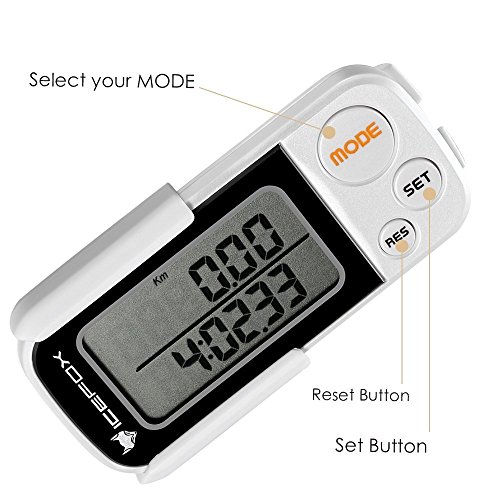 icefox® 3D Schrittzähler, mit Fitness AktivitätenZähler, bis zu 30 Tage speichert,ein akkurater Laufschrittzähler, ein Trainingszeiten- und Kalorienzähler, hält die tägliche Leistungen fest - 5