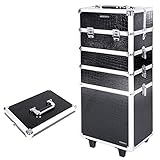 make up trolley kaufen Abschließbar mit 8 Klappschlössern - Schlüssel dabei. Mit verstellbarem Tragegurt. Unter dem 1. Koffer befinden sich Bodengleiter, sodass man ihn sicher abstellen kann, und Ihre Schätzte vor Feuchte und Krazern geschützt werden