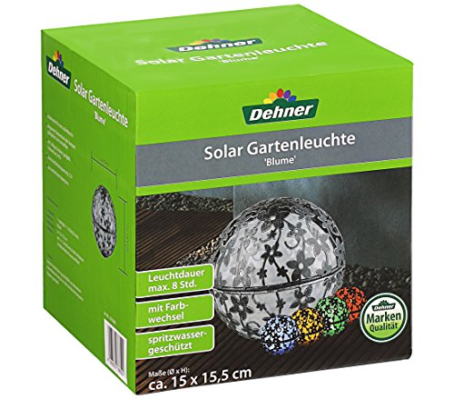 Dehner Solarleuchte Kugel Blume mit Farbwechsel, Ø 15 cm, Metall - 6