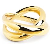 SINGULARU - Anillo Single Cross de Lat&oacute;n Con Ba&ntilde;o de Oro de 18 Kt. - Grande - Joyas Para Mujer - Hecho en Espa&ntilde;a - Varios Aca