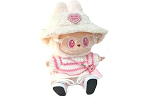 MINGSOLDIER Ropa de muñeca de 17 cm, adecuada para muñecas labubu de 17 cm, accesorios sentados, 1 sombrero, 1 gafas de sol, 1 botella, 1 zapato, 1 suéter, sin muñeca
