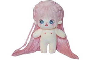 niannyyhouse Muñeca de felpa de 20 cm de pelo largo para niña, cuerpo de peluche humanoide desnudo, sin atributo, cuerpo normal de 8 pulgadas, ropa para vestir, regalos (A-40-con esqueleto)