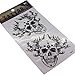 Cool Body Art Temporary Tattoos Removable Sticker, Skull Design, Pack of 5 Sheets